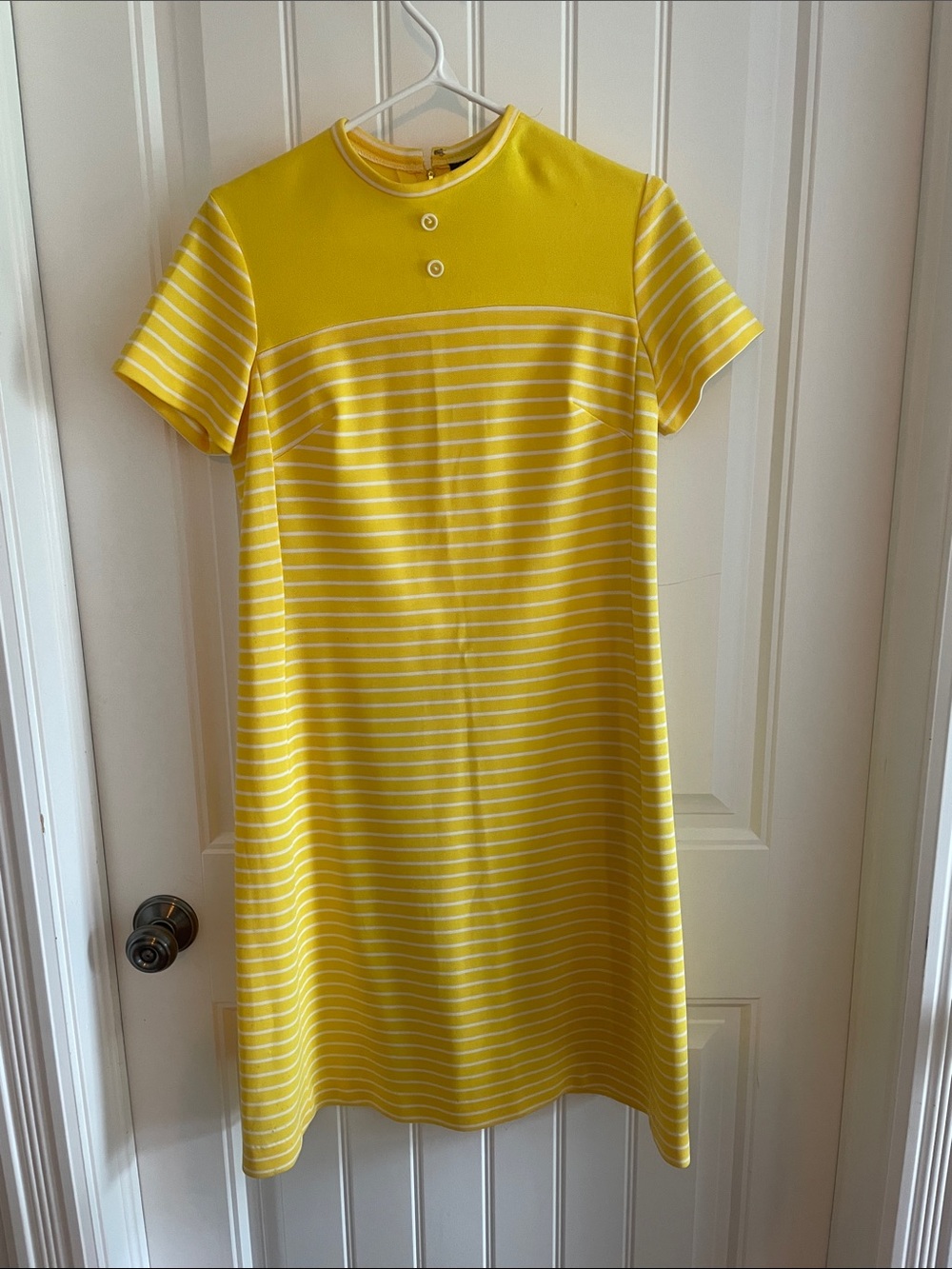 Vintage Sunny Yellow Striped Shift Dress